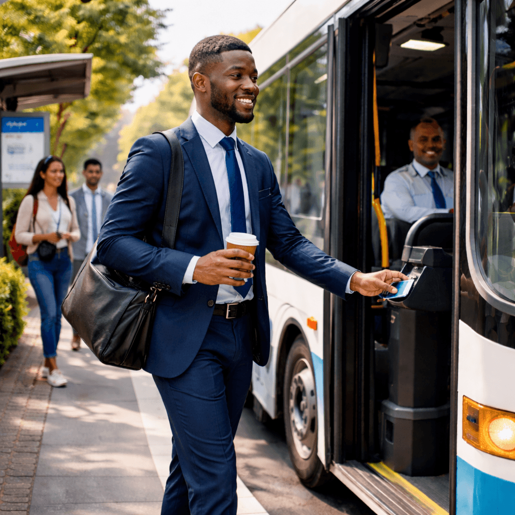 Lagos commuters boarding a Tripline bus